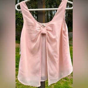 Japna S blush pink flowy bow back later sleeveless shell tank blouse balletcore